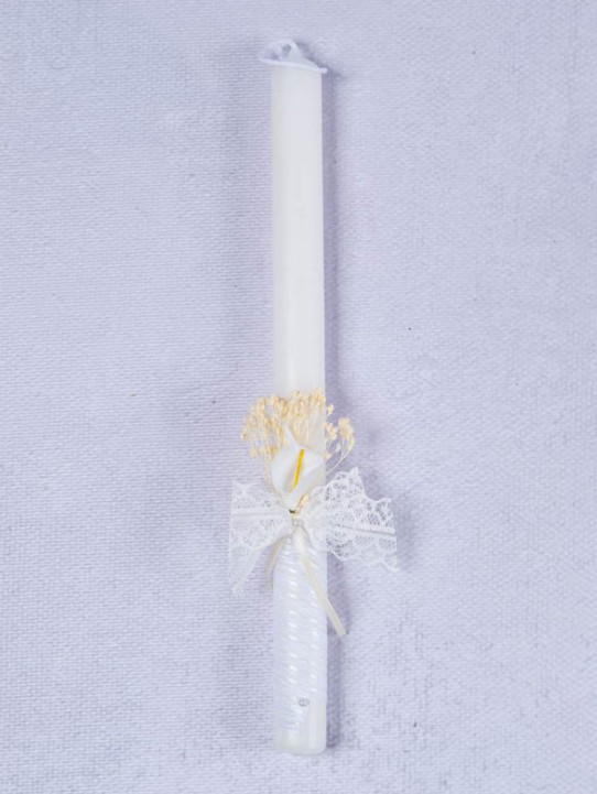Inicio Vela bautizo lirio encaje 30x2cm